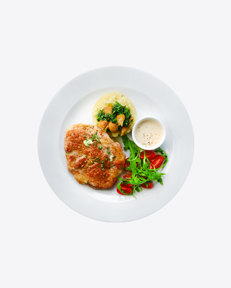 Roasted Meat w/ Salad, Mashed Potatoes & Cream Sauce