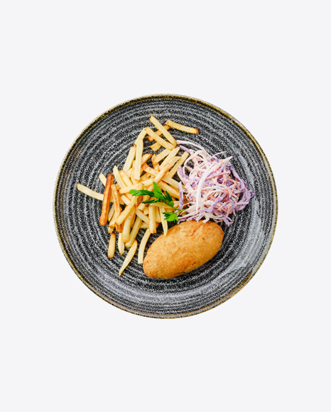 Fried Cutlet w/ French Fries & Cabbage Salad