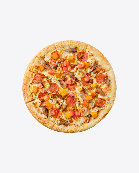 Pizza w/ Meat, Sausage Slices, Vegetables & Arugula Leaves