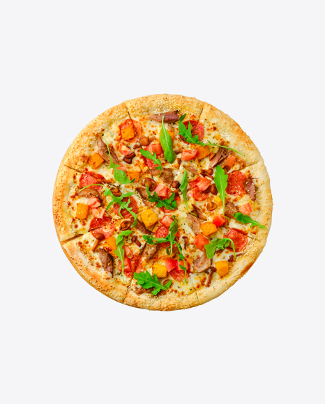 Pizza w/ Meat, Sausage Slices, Vegetables & Arugula Leaves