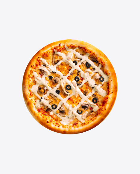 Mushroom Pizza w/ White Sauce PNG