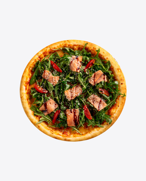 Pizza w/ Baked Salmon & Arugula PNG