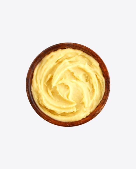 Potato Puree in Wooden Bowl PNG