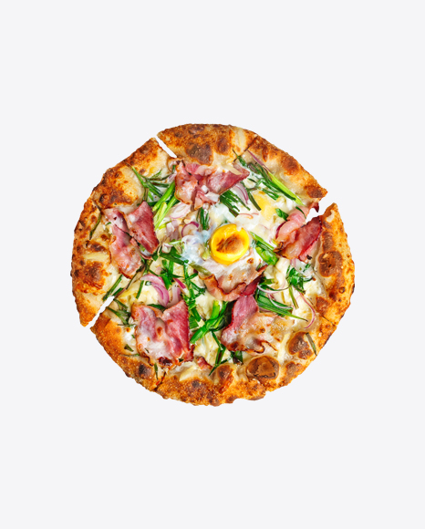 Carbonara Pizza w/ Ham & Egg PNG