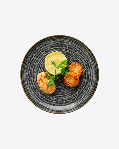 Roasted Cutlet w/ Mushed Potatoes & Corn Slices