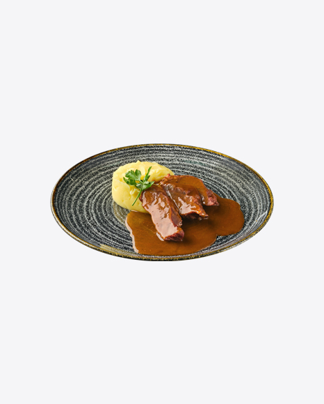 Meat in Gravy w/ Mashed Potatoes PNG