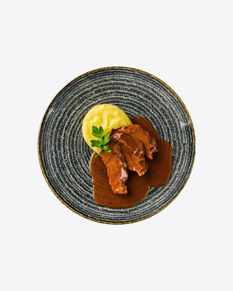 Meat in Gravy w/ Mashed Potatoes PNG