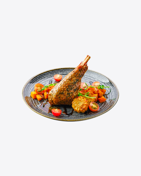 Turkey Drumstick w/ Baked Vegetables PNG