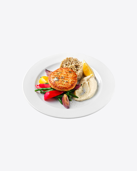 Roasted Cutlet w/ Buckwheat & Vegetables PNG