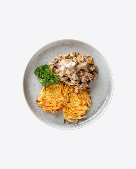 Beef Stroganoff w/ Potato Pancakes