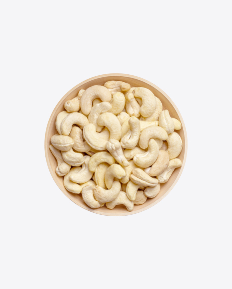 Cashew Nuts in Wooden Bowl PNG
