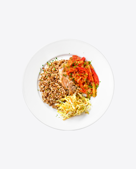 Roasted Meat w/ Buckwheat & Cabbage Salad PNG
