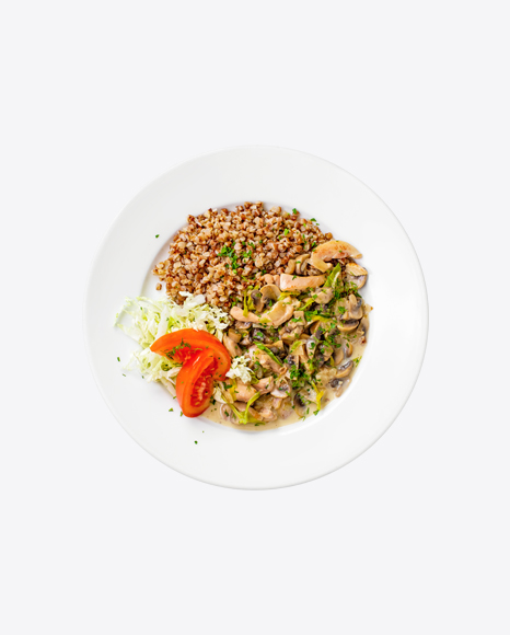 Buckwheat w/ Mushrooms & Cabbage Salad PNG
