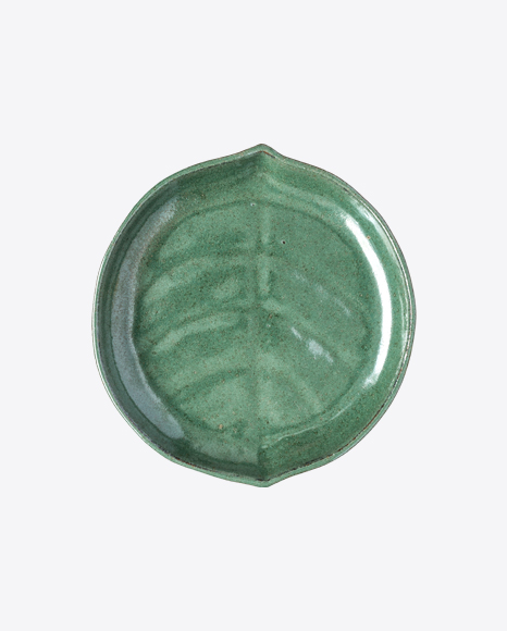 Green Leaf-Shaped Plate PNG