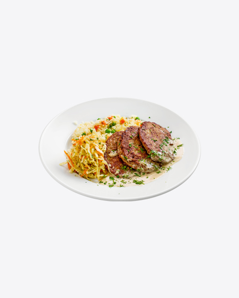 Roasted Cutlets w/ Rice & Cabbage Salad PNG