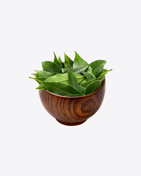 Bay Leaves in Wooden Bowl PNG