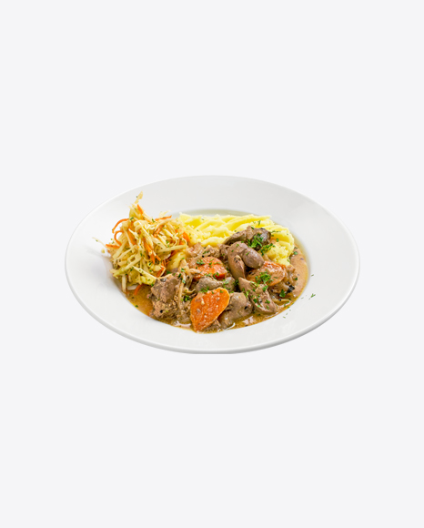 Chicken Liver in Gravy w/ Mashed Potatoes & Cabbage Salad