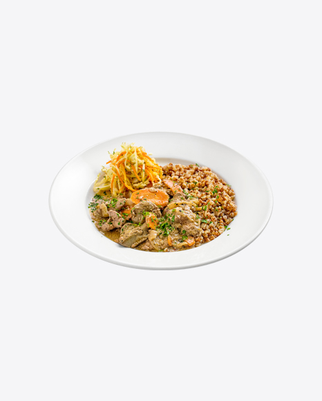 Chicken Liver in Gravy w/ Buckwheat & Cabbage Salad