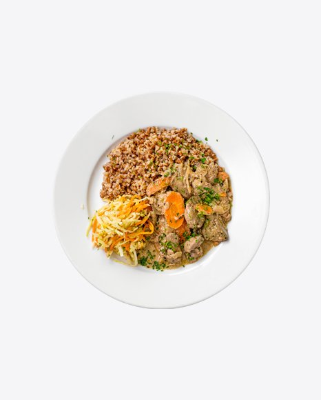 Chicken Liver in Gravy w/ Buckwheat & Cabbage Salad