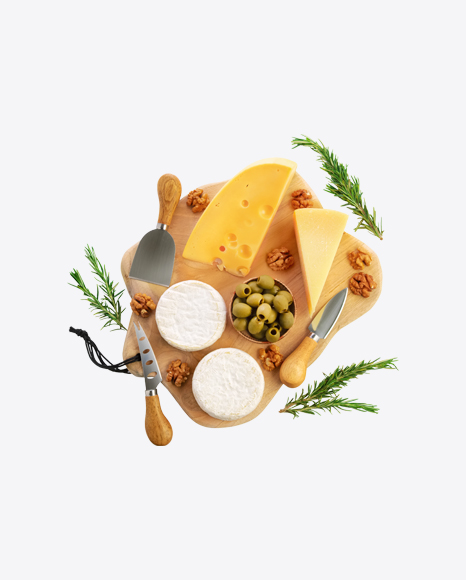 Cheese Set on Wooden Board