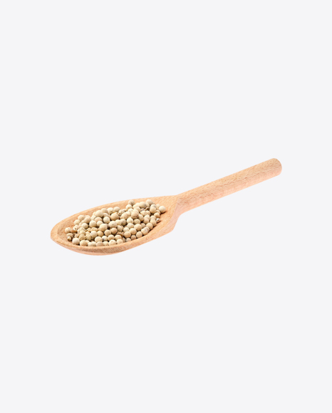 White Peppercorn in Wooden Spoon