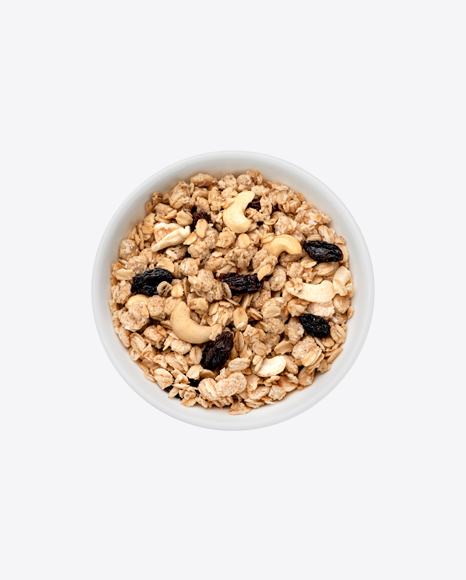 Cereal w/ Cashew & Raisins in Bowl