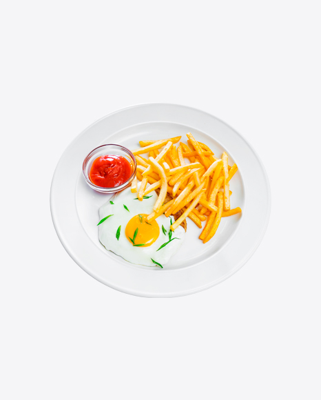 Fried Egg w/ French Fries PNG