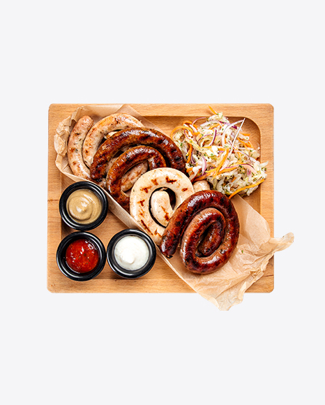 Grilled Sausages w/ Sauerkraut and Sauces