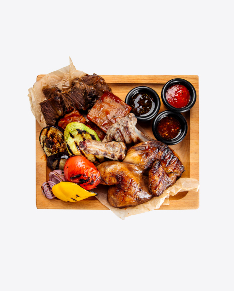 Hot Barbecue Meat and Vegetables Plateau
