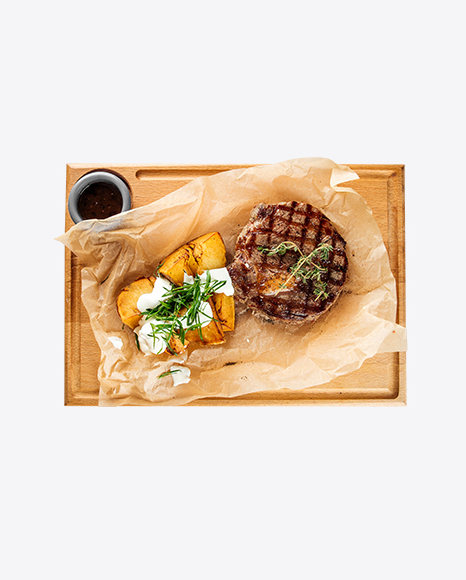 Ribeye Steak w/ Baked Potatoes and Sour Cream