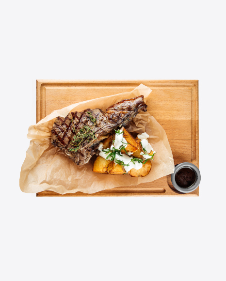Cowboy Steak w/ Baked Potato and Sour Cream
