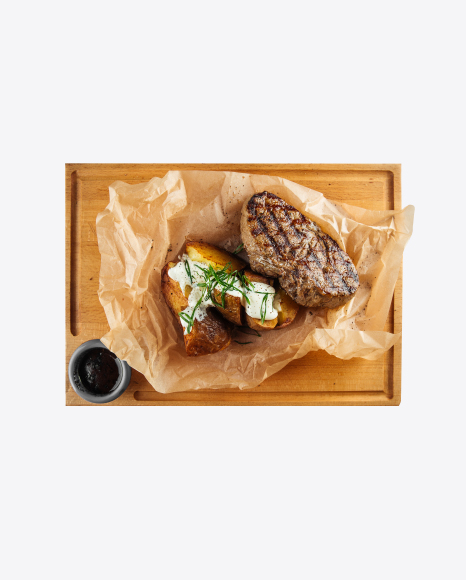 Beef Steak w/ Baked Potatoes and Sour Cream
