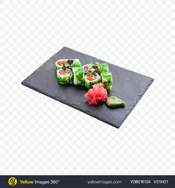 Download Chuka Wakame Sushi Rolls Transparent Png On Yellow Images