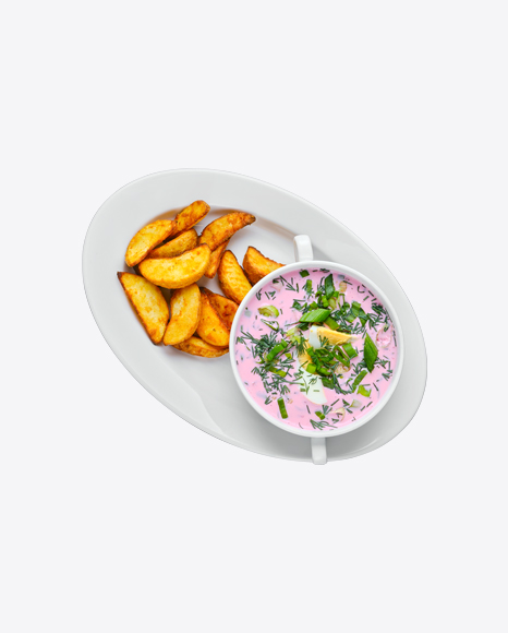 Cold Beet Soup w/ Potato Wedges