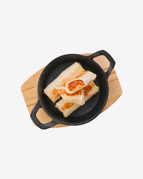 Roasted Meat Rolls in Iron Pan