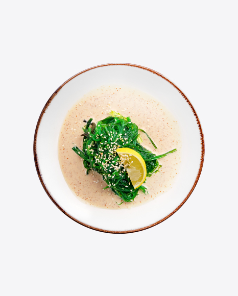 Chuka Wakame Salad w/ Peanut Sauce & Lemon Slice