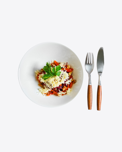 Salad w/ Cheese & Walnuts & Tableware Set