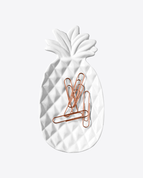 Ceramic Pinapple-Shaped Tray w/ Clips PNG