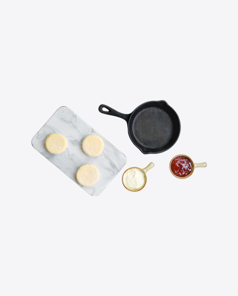 Frozen Cheese Pancakes w/ Jam & Sour Cream