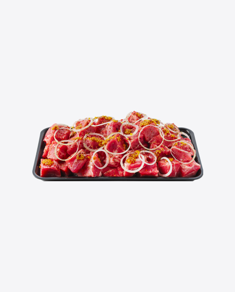 Raw Red Meat Slices w/ Onions & Mustard