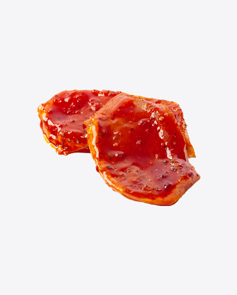 Raw Marinated Red Meat Pieces