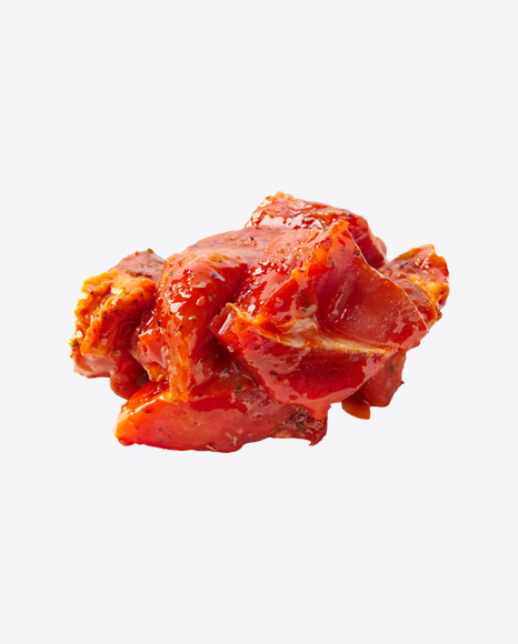 Raw Marinated Red Meat Pieces