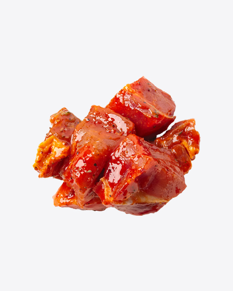 Raw Marinated Red Meat Pieces