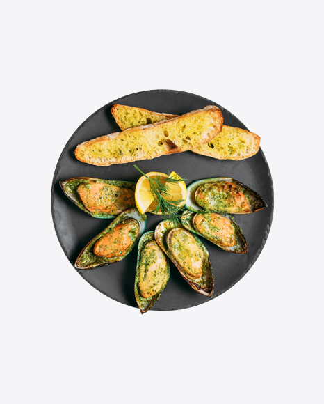 Baked Mussels and Toasts