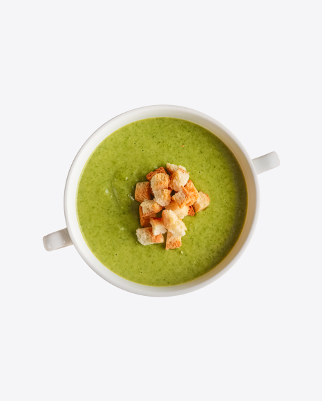 Pea Soup w/ Croutons in a Bowl