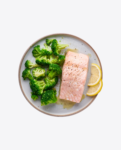 Steamed Salmon w/ Broccoli PNG