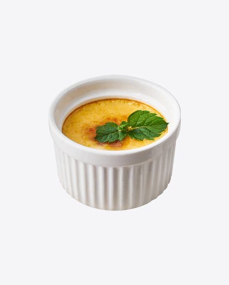 Burnt Cream Dessert w/ Mint Leaves PNG