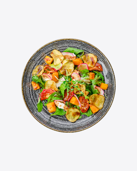 Salad w/ Radish, Tomatoes, Pumpkin & Potato Chips