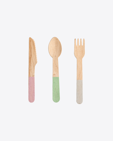 Wooden Disposable Flatware Set PNG