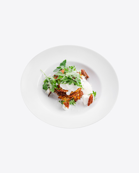 Pumpkin Pancakes w/ Sour Cream & Arugula